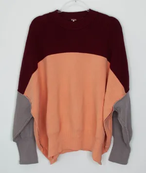 Free People Womens Oversized Colorblock Sweater Size S Dolman‎ Sleeve Slouchy thumbnail 1