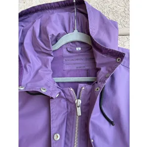 Isle Jacobsen Hornbaek Long Raincoat Purple Women's Size Medium Hooded Rubber thumbnail 5