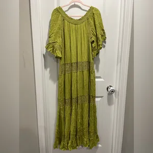 Free People Dream On Maxi Dress Olive Gilded Line Size S thumbnail 4