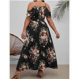 NEW Floral Cold Shoulder Short Sleeve Wrap Hem A Line Midi Dress 2X thumbnail 2