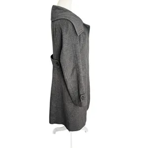 Burberry London Wool Cashmere Coat Gray Long Wrap Collar Back Belt UK 6 US 4 thumbnail 9