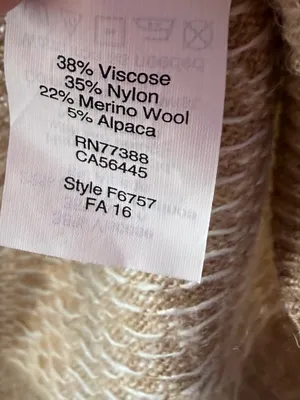 Madewell Merino‎ Wool Alpaca Blend Turtleneck Pullover in Light Brown White XS thumbnail 3