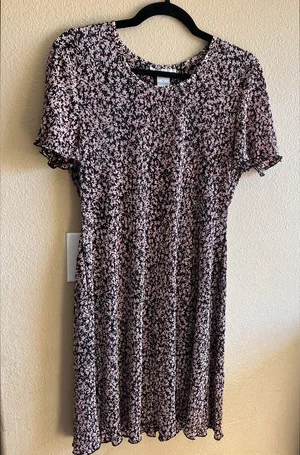 Dressbarn‎ picnic dainty floral dress size 10 flowy short sleeve thumbnail 1