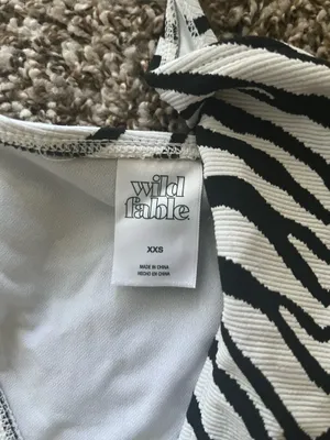 Wild Fable Bikini Bottom XXS Black White Chevron thumbnail 2