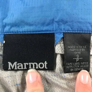 Marmot Women Small Blue Precip Eco Outdoor Waterproof Hooded Rain Jacket thumbnail 6