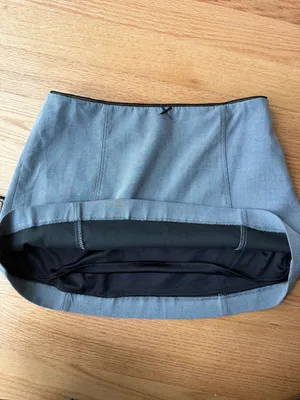 Zara Gray Mini Skirt Size Medium Black Bow Trim Office Siren thumbnail 8
