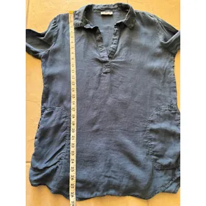 Vineyard Vines Tunic Womens Medium Blue Linen Beach Coastal Preppy Travel Resort thumbnail 6