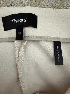 THEORY Tan Wide Leg Cropped Pants sz 10 thumbnail 2