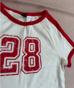 H&M Top Crop White and Red thumbnail 2