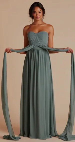 Birdy Grey Convertible Bridesmaid Dress Grace Chiffon Sea Glass thumbnail 1