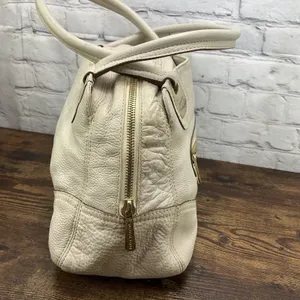 Michael Kors Cream Leather Satchel‎ Bag Gold Hardware Handbag Purse thumbnail 4