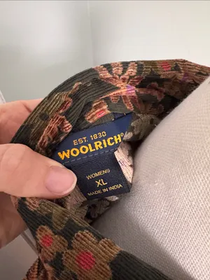 Woolrich Olive Green Floral Button-Down Shirt Corduroy Size XL thumbnail 2