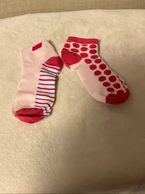 Women's Pink and Red Ankle Sock Duo - Polka Dot & Striped Pair thumbnail 2