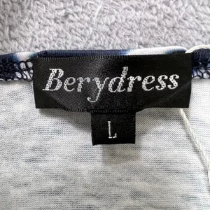 Berydress Blue White Animal Print Wrap Dress Sz Large 3/4‎ Sleeve Women's Midi thumbnail 4