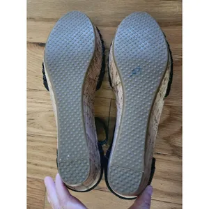 TOMS Womens Black Suede Woven Peep Toe Cork Wedge Ankle Strap Sandals‎ thumbnail 6