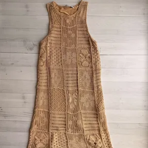 Zara Beige Crochet Dress Size S thumbnail 9