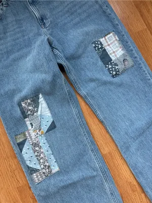 Abercrombie & Fitch 90’s Relaxed Straight-Leg Jeans Patchwork Jeans Size 33 thumbnail 3