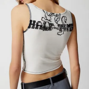 BDG Women's Cream and Black Tank Top thumbnail 5