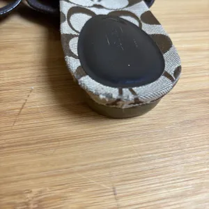 Women's Signature Coach‎ Slip On Sandals 7B Brown Patent Leather Strap- Flower thumbnail 6