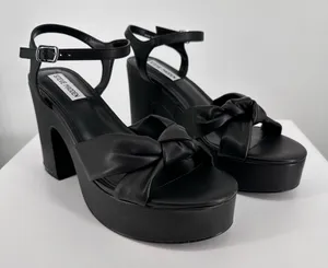 Steve Madden Mella Black Faux Leather Platform Sandals size 11 Ankle Strap thumbnail 1