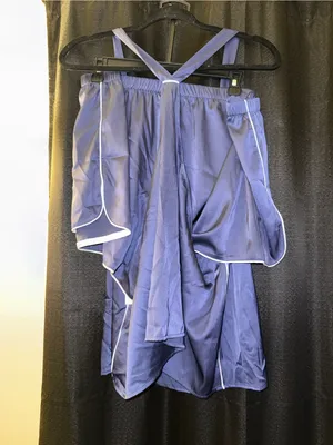 Lavender Blue Satin Slip Shorts Sleep Set (Only have Large now) thumbnail 2