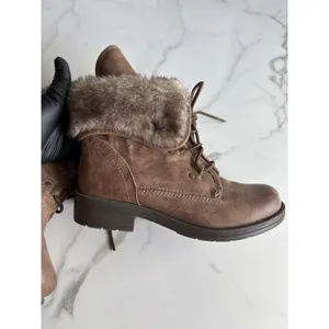 Arizona Jeans Faux Fur Fold Down Brown Combat Boots Womens Size 7 Lace Up⁠ thumbnail 9