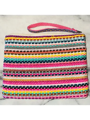 America & Beyond Hand Embellished Wristlet Bag Wallet Pouch 10x8" Boho Chic nwot thumbnail 2