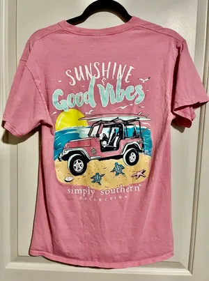 Simply Southern Pink Tee with Beach Graphic thumbnail 1