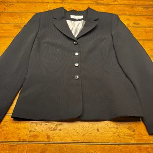 Tahari Arthur S. Levine Womens Black Pindot 4-Button‎ Blazer Jacket Size 14 thumbnail 1