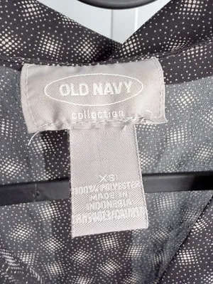 Old Navy Vintage Sheer Gray Polka Dot Tie Neck Sleeveless Blouse Pussybow XS thumbnail 8
