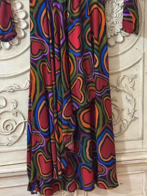 Farm Rio Rainbow Wild Hearts, Valentine Long Sleeve Maxi Dress Sz S Retail $220 thumbnail 5