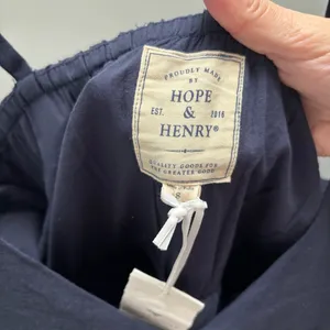 Hope & Henry Navy Blue Cotton and Linen Blend Faux Top Jumpsuit thumbnail 8