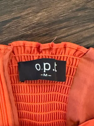 o.p.t. Square Neck Puff Sleeve Midi Dressu in Bright Orange thumbnail 4