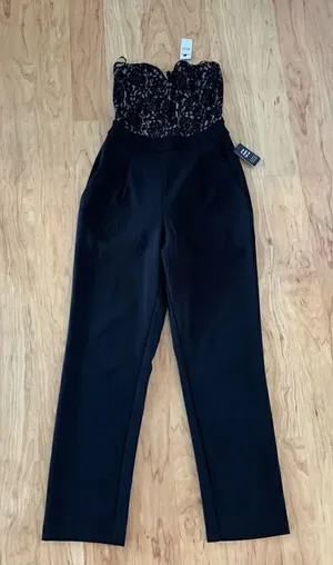 Express lace black romper size 2 long pant suit thumbnail 1