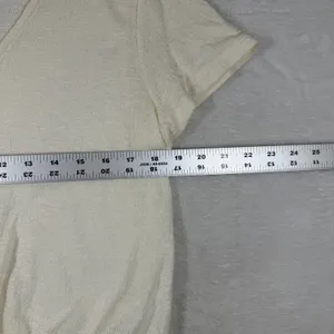 Madewell Texture & Thread Cream Cotton Front Tie V-Neck Short Sleeve Top J8537 M thumbnail 3