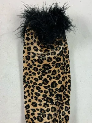Leopard fluffy umbrella sock decor Black thumbnail 3