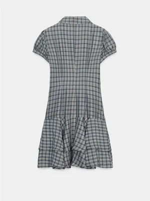ZARA Women’s Gray Plaid Ruffle Short Dress thumbnail 6