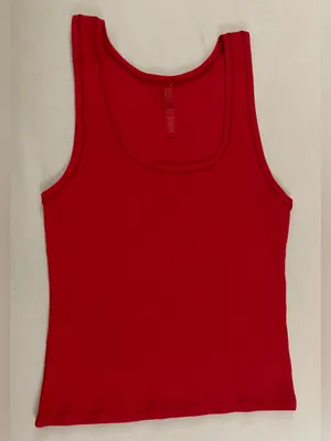 Skims Ribbed Red Scoop Neck Tank Top Size XL Special Edition Color thumbnail 3