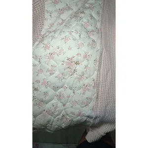 POL‎ Waffle Knit Floral Mixed Media Quilted Boho Split Neck Top Women's Large thumbnail 5