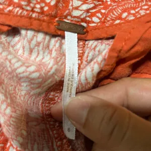 Free People Women's Linen Blend Orange Printed‎ Ankle Boho Summer Pants Size 6 thumbnail 4