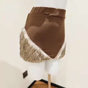 Others Follow Brown Corduroy High-waist Shorts Faux Fur thumbnail 3