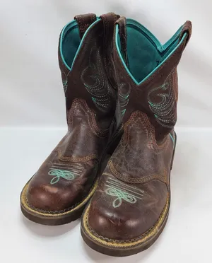 Ariat Fatbaby Heritage Boots Women 7.5 B Brown Teal Leather Western 10016238‎ thumbnail 1