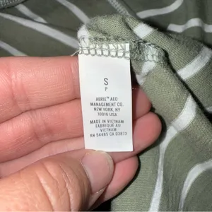 Aerie Olive Cropped Striped Long Sleeve Tee thumbnail 11