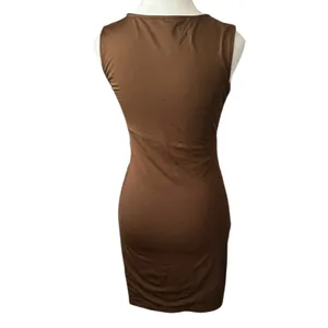 White Fox Brown Cutout Mini Dress Ruched Bodycon Sleeveless Party‎ Cocktail Sz M thumbnail 4