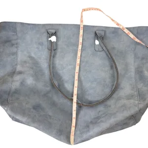 Saks Fifth Avenue Lg Dusty Blue Faux Suede Tote Shoulder Bag Minimalist Commuter thumbnail 9