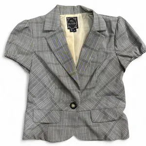 My Michelle Y2K Fitted Waist‎ Plaid Blazer M Puff Sleeve Preppy thumbnail 1