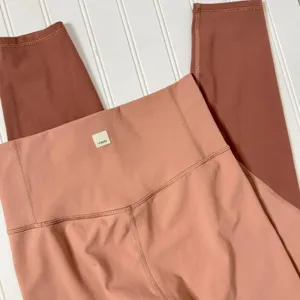 Vuori Colorblock Studio Leggings Rose Terracotta High Rise Small thumbnail 4