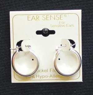 NWT Ear Sense Hypoallergenic Dangly Huggie Hoop Earrings Silver Gray 1" thumbnail 1