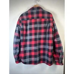 Saks 5th Avenue Plaid Shaket Hoodie red Black Small fleece lined flannel large thumbnail 6