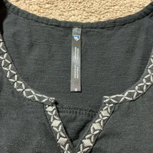 KUHL Organic Cotton V-Neck Embroidered Tank Top Women's Size S Granola Girl‎ thumbnail 4